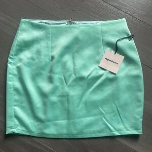Superdown Turquoise Satin Mini Skirt